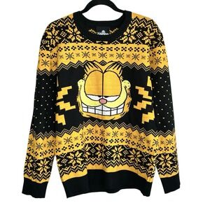 Garfield Cat Holiday Crewneck Sweater M Retro Nordic Apres Ski Ugly Nickelodeon